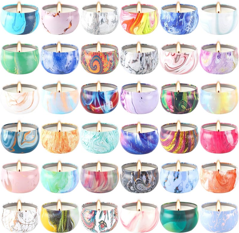 WPONSZU 36 Pack Scented Candles Gift Set for Woman, Jar Candle, 2.5 oz Soy Wax Tin Candle-Ideal Gift for Travel Home Décor - Image 1